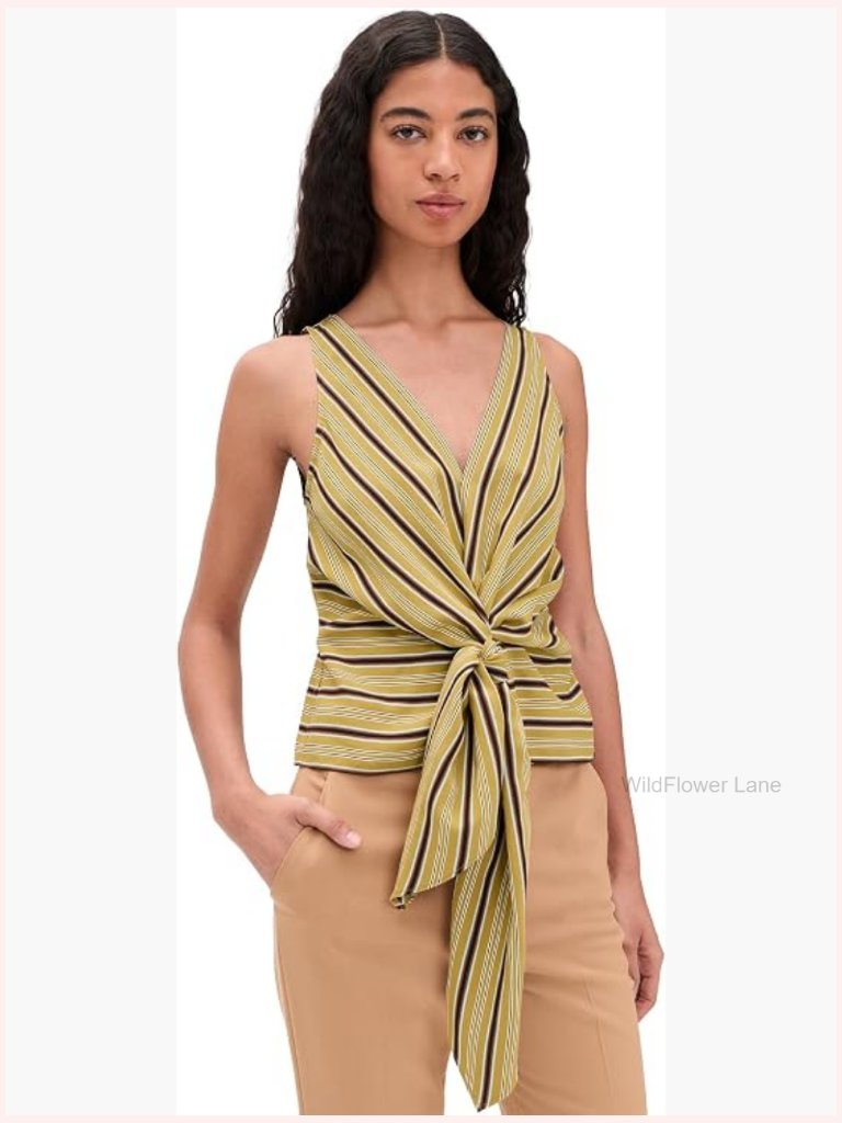 Sleeveless V-Neck Stripe Tank Top - Relaxed Fit